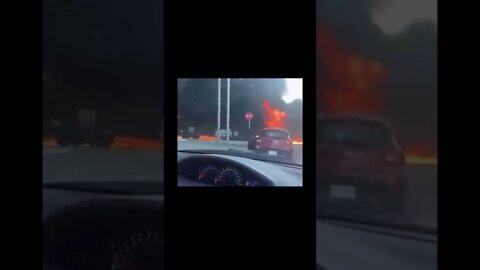 Fuel truck hit by a train in Mexico 😳#crazyvideo #shorts #explosion #fire #mexico
