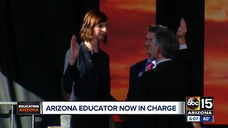 Arizona teacher sworn in as state superintendent