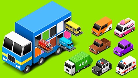Learn Colors with Car Transporter Street Vehicles Toys