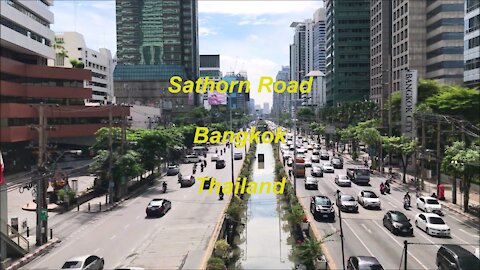 Sathorn road in Bangkok, Thailand