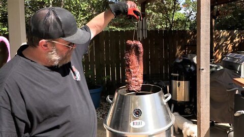 Hanging Ribs in the Orion Bullet Smoker
