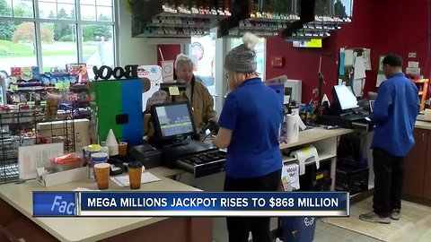 Mega Millions lottery stands at a record $868 million, shattering previous record set in 2012