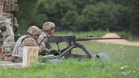 U.S. Soldiers Fire M2 .50 Caliber Machine Guns