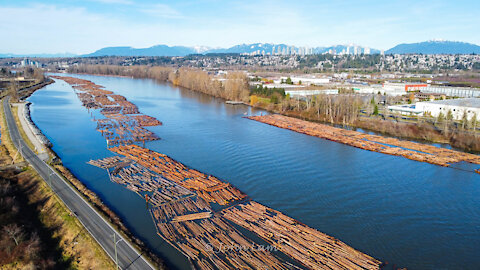 Drone view of Fraser River @ Burnaby BC Canada