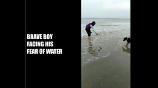 Brave Dog Faces His Fear Of Water