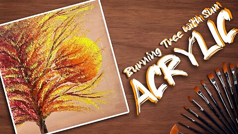 Acrylic Painting | Burning Tree with Sun Tutorial | Step by Step