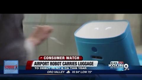 Airport robot helps carry your luggage