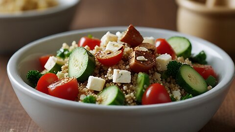 Quinoa Salad with Almonds, Feta and Summer Vegetables