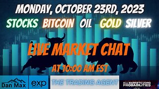 Live Market Chat for Monday, October 23rd, 2023 for #Stocks #Oil #Bitcoin #Gold and #Silver