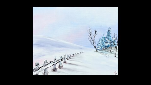 Winter painting tutorial in acrylic