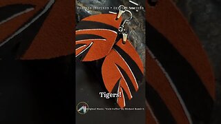 TIGERS, 2 inch, leather feather earrings #genuineleather #handmade #earring #highschoolfootball