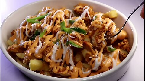 Chicken Loaded Fries with Cheese Sauce Recipe