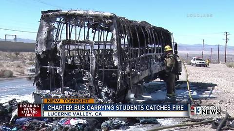 Charter bus carrying Henderson students catches fire