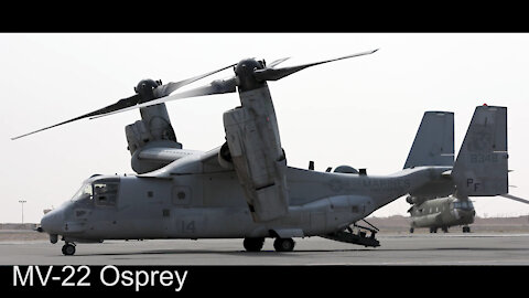 Two MV-22 Ospreys depart Camp Buehring