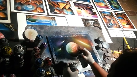 Talented Artist Creates Detailed Space Painting In Minutes