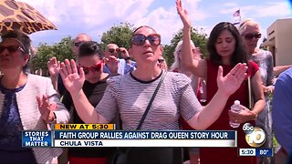 Faith group rallies against drag queen story hour