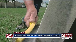 Century-old headstones found broken in Sapulpa