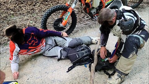 Motorcycle Rider Has Branch Impale His Foot!