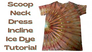 Tie-Dye Design: Scoop Neck Dress Side Fanfold Incline Ice Dye