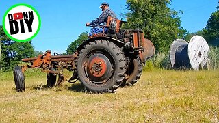 Old Tractor Tow Start And Priming The Diesel Engine With Open Flame