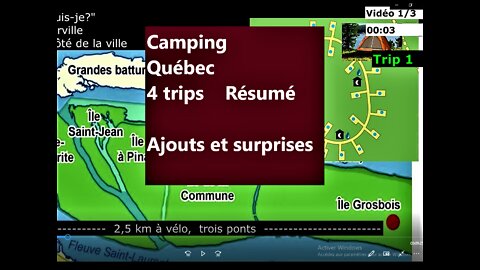 Camping (4 trips) au Québec. Résumé