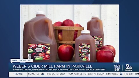 Weber's Cider Mill Farm in Parkville says We're Open Baltimore!