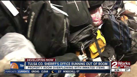 Tulsa County Sheriff's property room overflowing