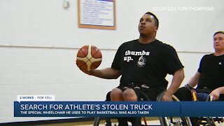 Search for athlete's stolen truck, special wheelchair