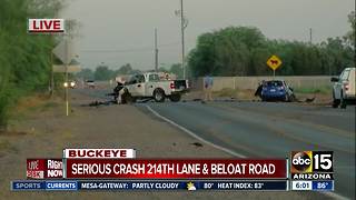 Serious crash involving two cars in the Buckeye area