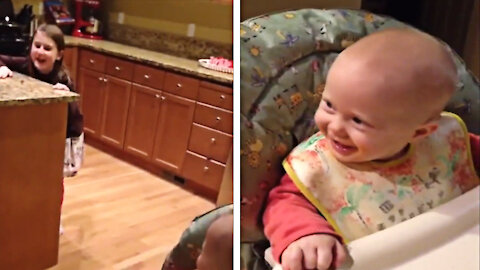 This Baby Literally cant stop Laughing with his sister😂😍