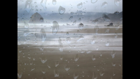 Rain On Tent & Waves Crashing On Cannon Beach Sounds With Black Screen
