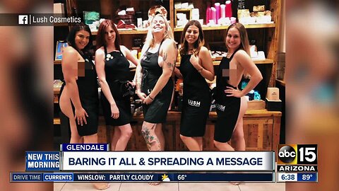 Glendale Lush employees pose to promote 'naked' packaging in now-viral photo