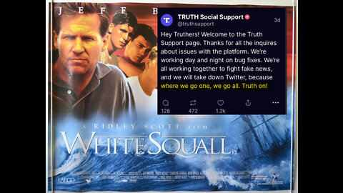 💥@truthsupport: Truth Social Drops WWG1WGA on Delta- White Squall💥