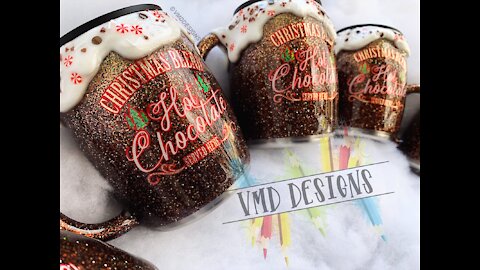 DIY HOT CHOCOLATE DRIP TUMBLER TUTORIAL: w/Faux Whipped Cream and Sprinkles, Epoxy Resin, Christmas