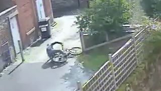 Bike thief takes a tumble