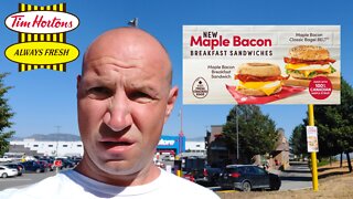 Tim Hortons New Maple Bacon Classic Bagel BELT® & Maple Bacon Breakfast Sandwich!