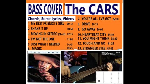 Bass cover THE CARS (NEW) _ Chords, Videos, Some lyrics