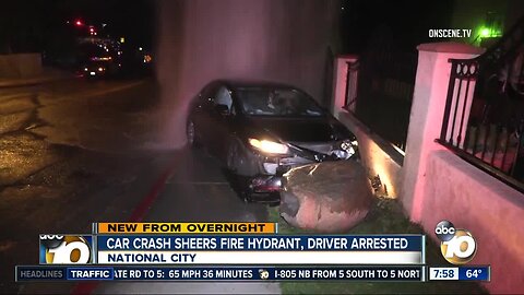 Car slams into fire hydrant, driver arrested