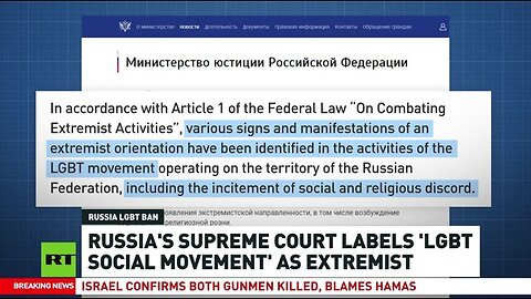 LGBT movement banned in Russia - Nov 30th, 2023