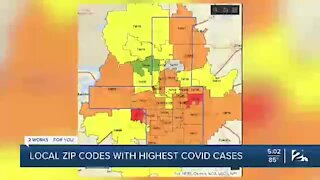 Local zip codes with highest COVID-19 cases