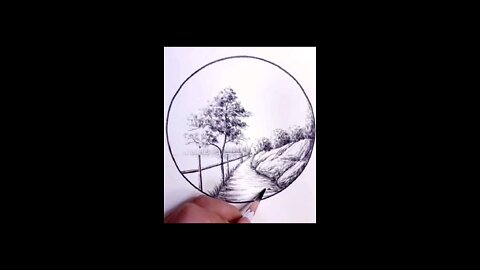 Simple circle scenery drawing.