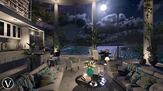 Ocean View Apartment | Night Ambience | Beach Waves & Tropical Nature Sounds