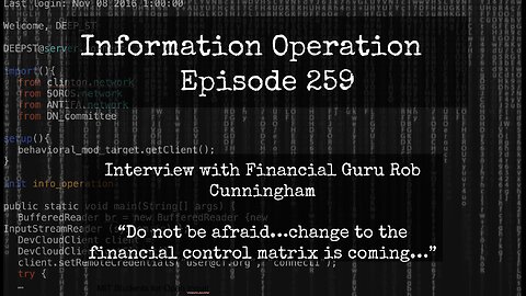 LIVE 7pm EST: IO Episode 259 - Financial Guru Rob Cunningham - 'Do Not Be Afraid..."