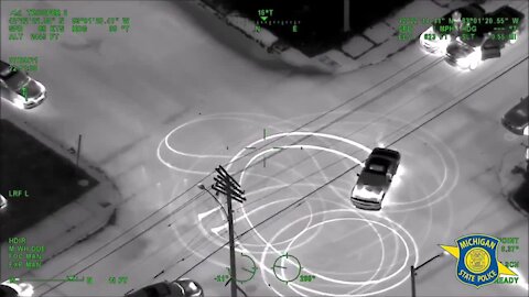 WATCH: Chopper video shows MSP track and arrest alleged street racers in Detroit
