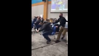 Security Guard DRAGS Man Out Of NY School Board Meeting For Being Maskless