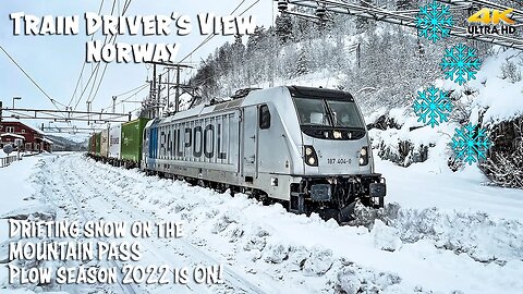 4K CABVIEW: Plow season is on with snow drifts on the mountain pass!