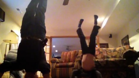Hilarious Father and Son Handstand