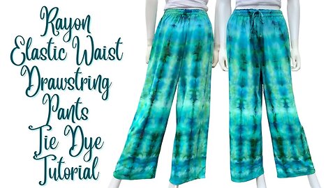 Tie-Dye Designs: Rayon Elastic Waist Drawstring Pants Ice Dye
