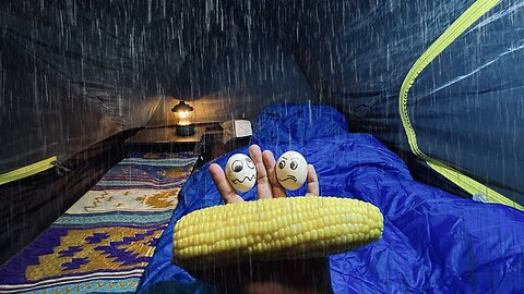UNIQUE EGGS IN COZY TENT • CAMPING ALONE ON A RAINY DAY • COZY RELAXING SOUNDS OF RAIN • ASMR