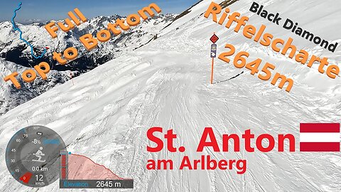 [4K] Skiing St. Anton am Arlberg, Riffelscharte 2645m Full Top to Bottom Black Diamond, GoPro HERO11